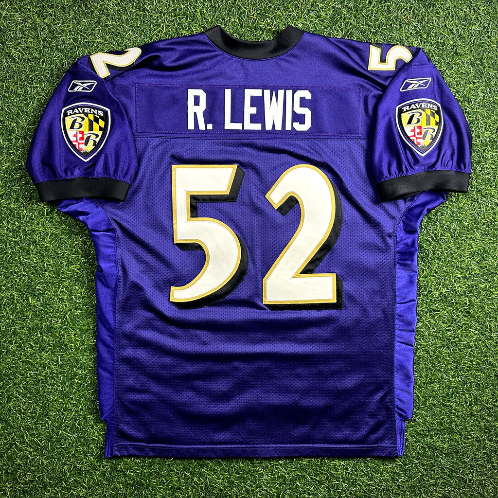 2001 Reebok NFL Authentic Jersey Baltimore Ravens Ray Lewis Sz. 52 Helmet Tag Vintage