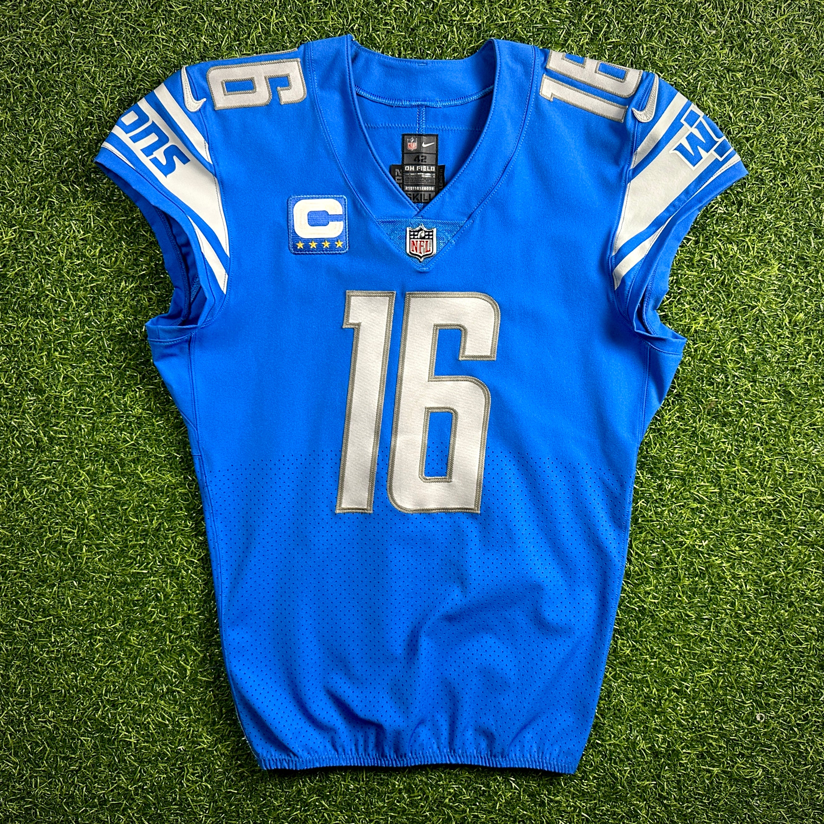2021 Nike NFL Game-Issued Jersey Detroit Lions Jared Goff Sz. 42 SKILL COVID