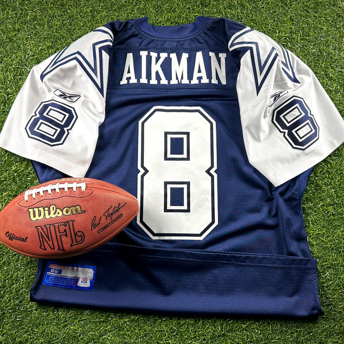 Reebok NFL Authentic Jersey Dallas Cowboys Troy Aikman Sz. 48 Throwback Double Star