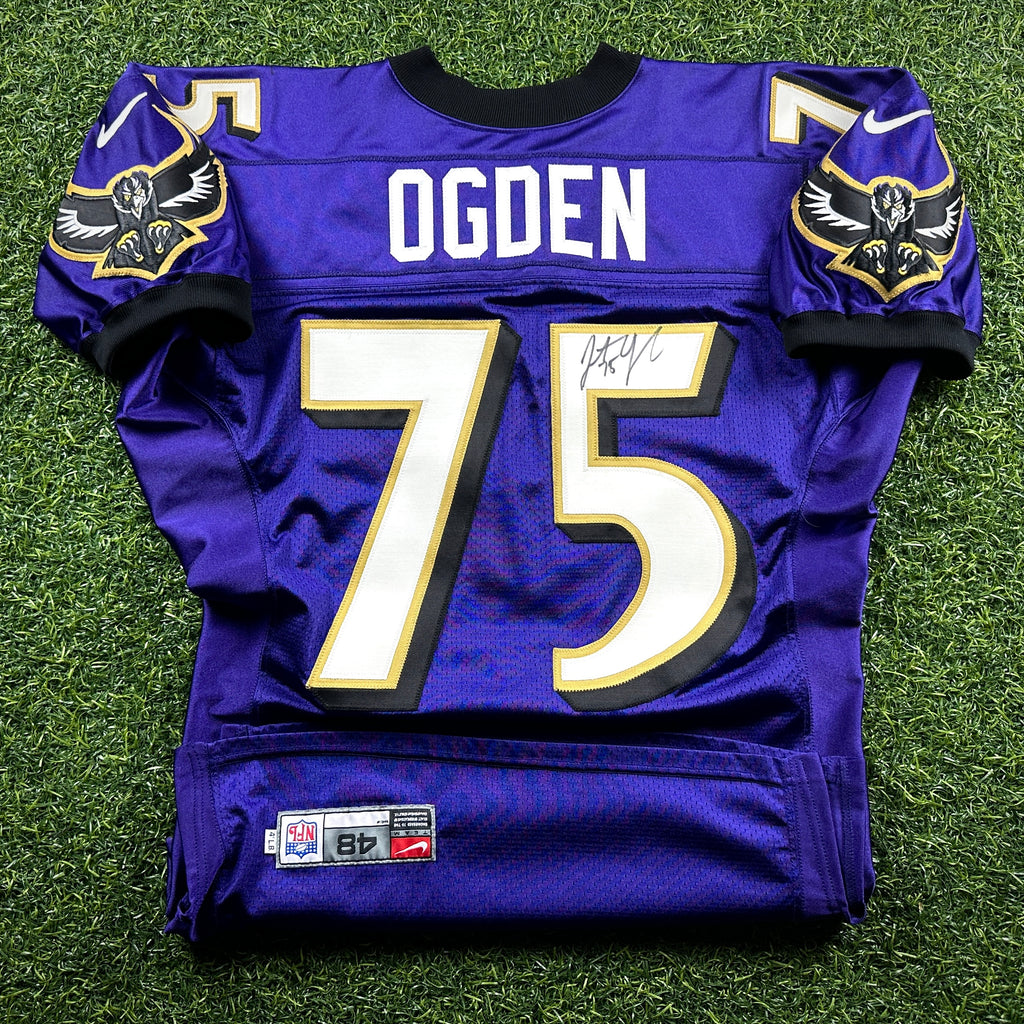 1999 Nike NFL Team-Issued Game Jersey Baltimore Ravens Jonathan Ogden Autograph Sz. 48