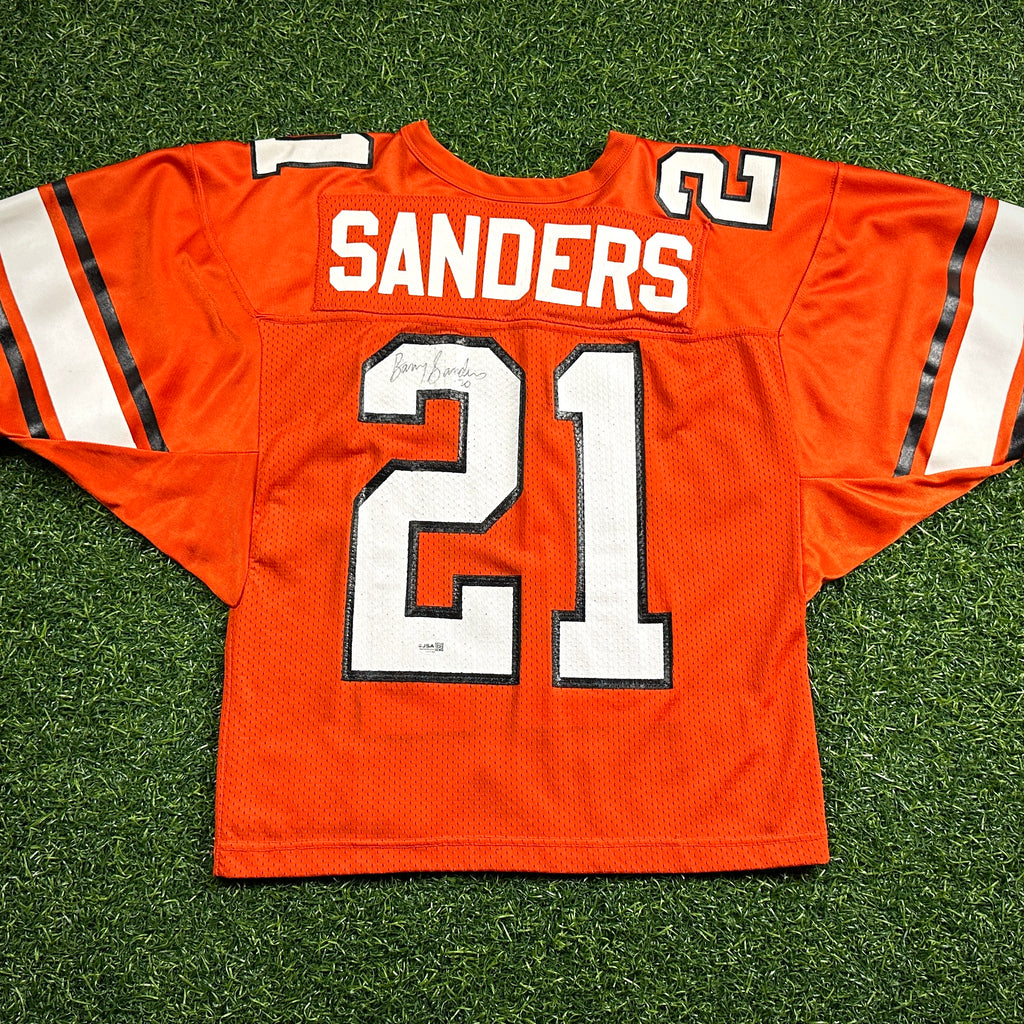 1988 Russell NCAA Team-Issued Jersey Oklahoma State Cowboys Barry Sanders Autograph JSA