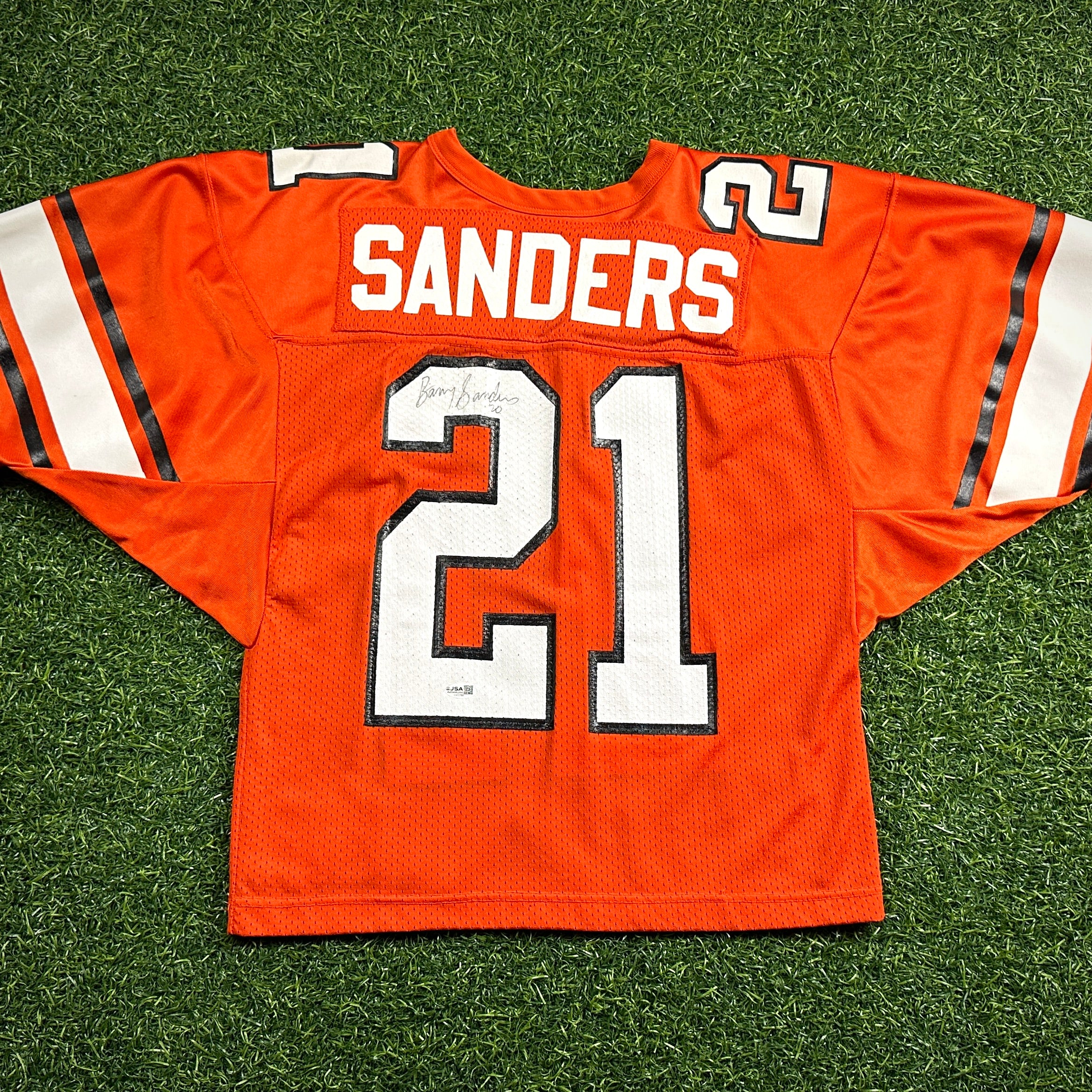 1988 Russell NCAA Team-Issued Jersey Oklahoma State Cowboys Barry Sanders Autograph JSA