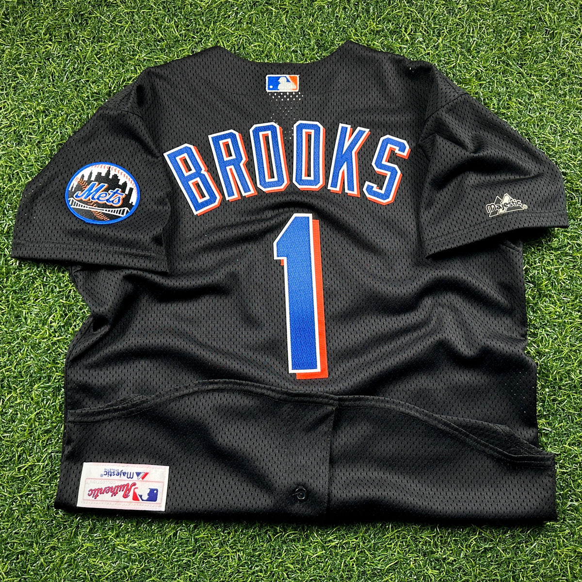 2000 Majestic MLB Jersey New York Mets Garth Brooks Black Sz. M Vintage