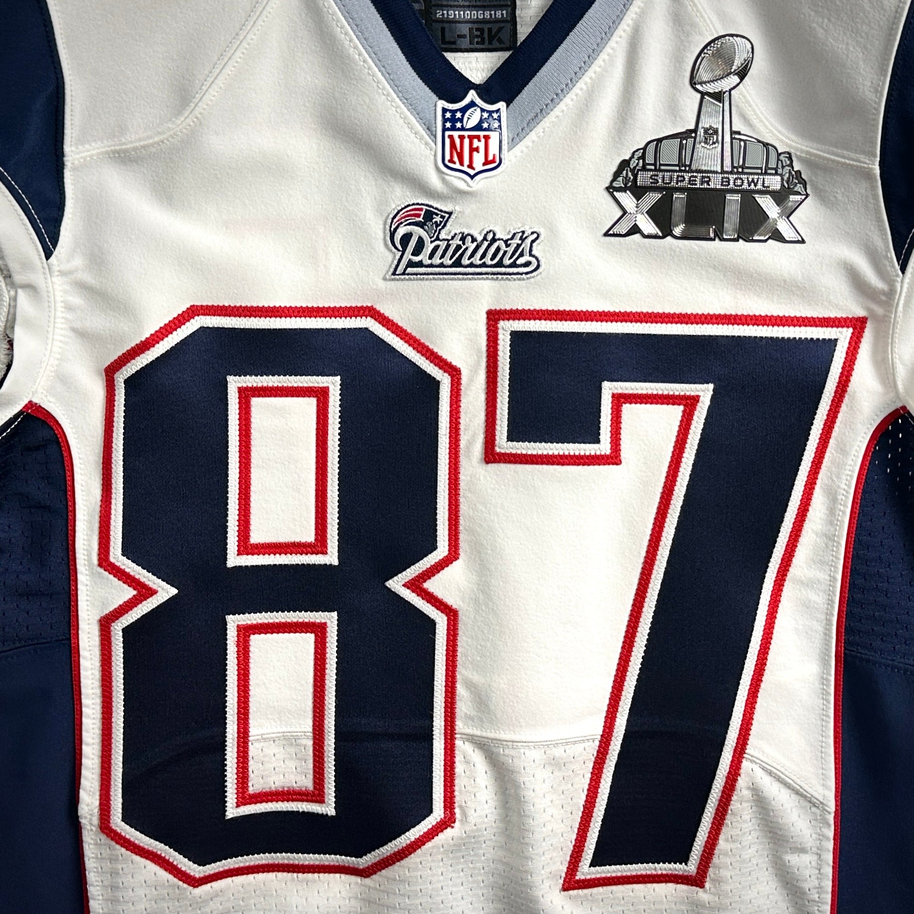 2014 Nike NFL Team-Issued Super Bowl XLIX Game Jersey New England Patriots Rob Gronkowski