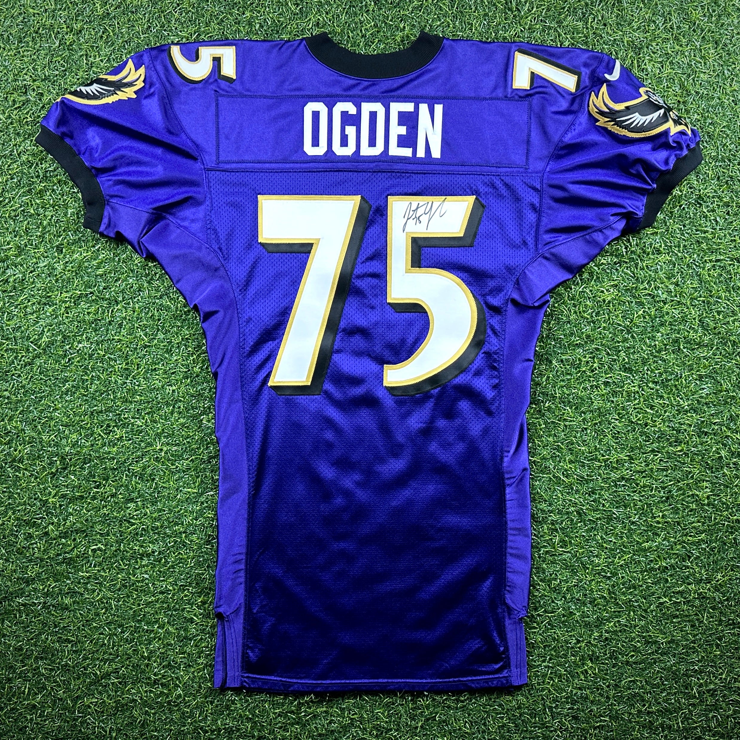 1999 Nike NFL Team-Issued Game Jersey Baltimore Ravens Jonathan Ogden Autograph Sz. 48