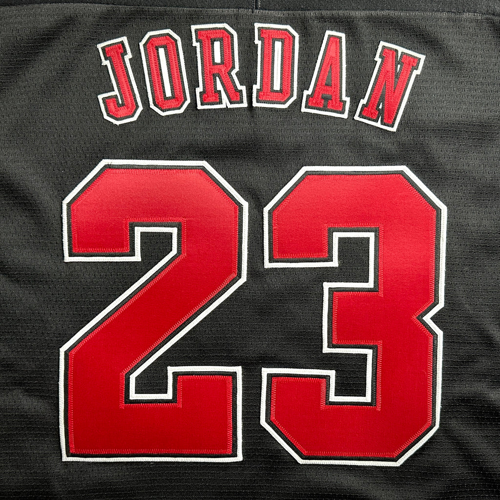 1998 Nike NHL X NBA Mashup Jersey Chicago Bulls Blackhawks Michael Jordan Black Sz. L