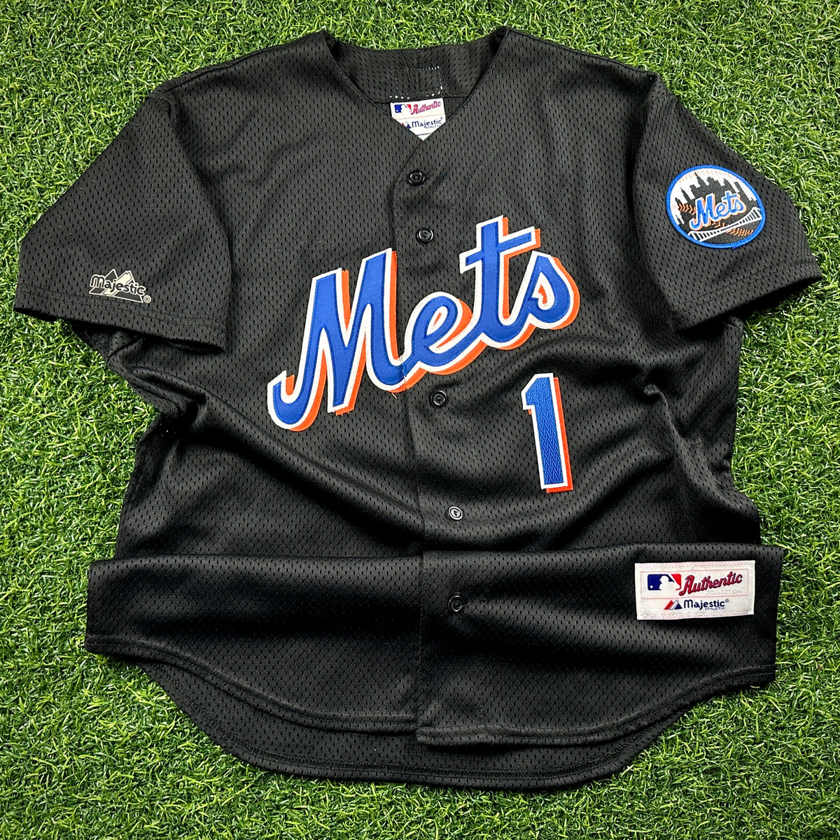 2000 Majestic MLB Jersey New York Mets Garth Brooks Black Sz. M Vintage