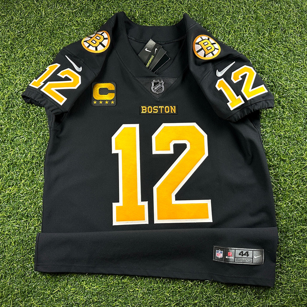 New! Nike NFL X NHL Vapor Elite Authentic Jersey Boston Bruins New England Patriots Tom Brady Sz. 44 Mashup