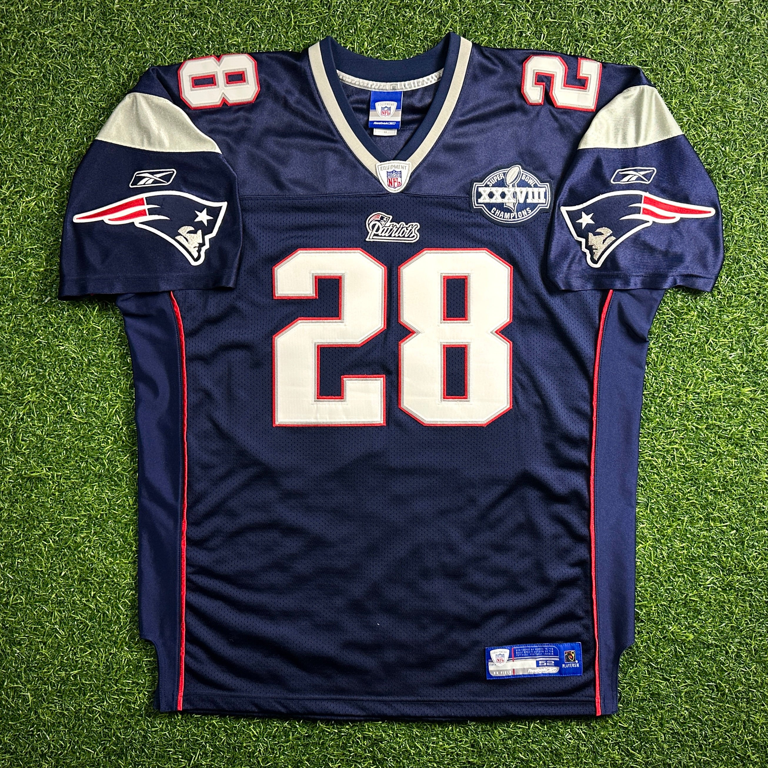 2004 Reebok NFL Authentic Jersey New England Patriots Corey Dillon Sz. 52 XXXVIII Banner Night