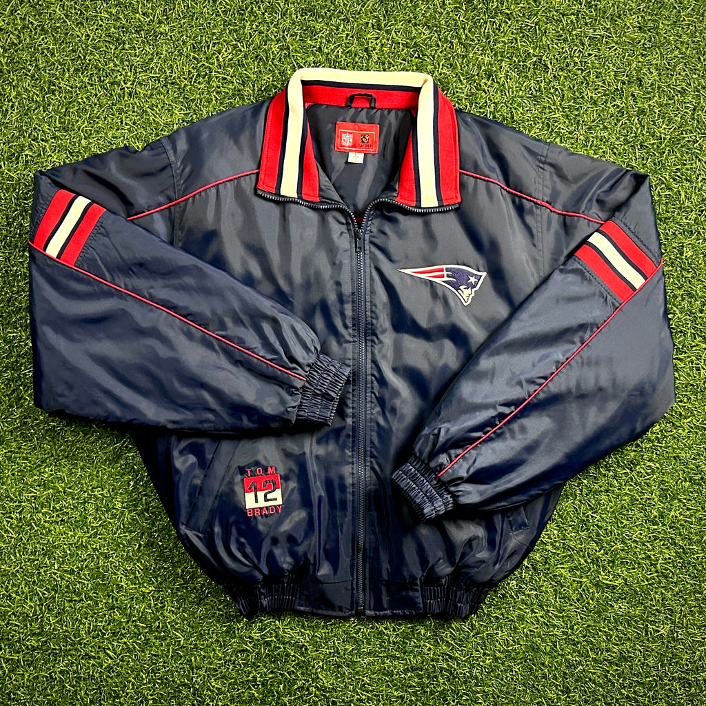 Rare! 2002 Reebok NFL Jacket New England Patriots Tom Brady 12 Sz. L Vintage