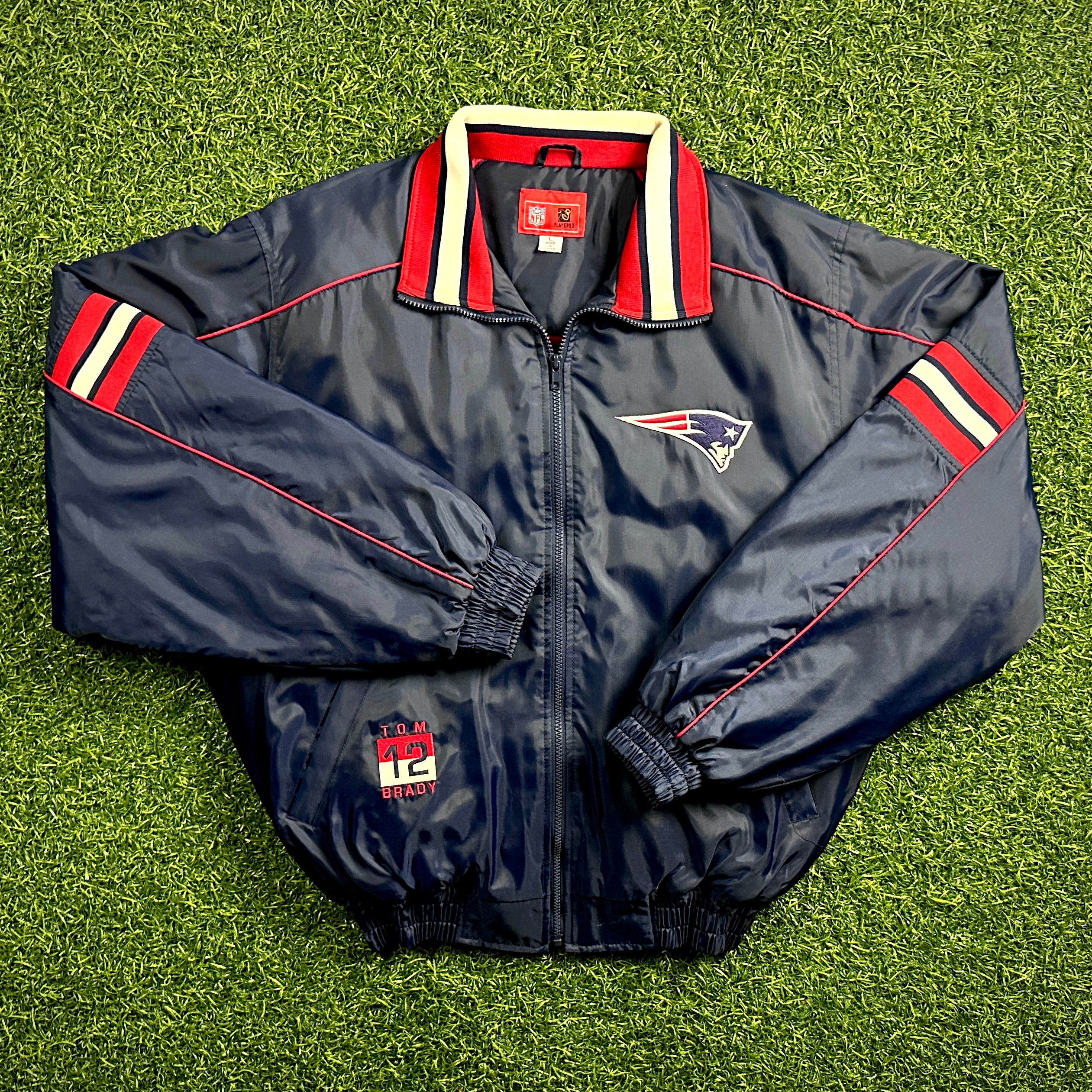 Rare! 2002 Reebok NFL Jacket New England Patriots Tom Brady 12 Sz. L Vintage