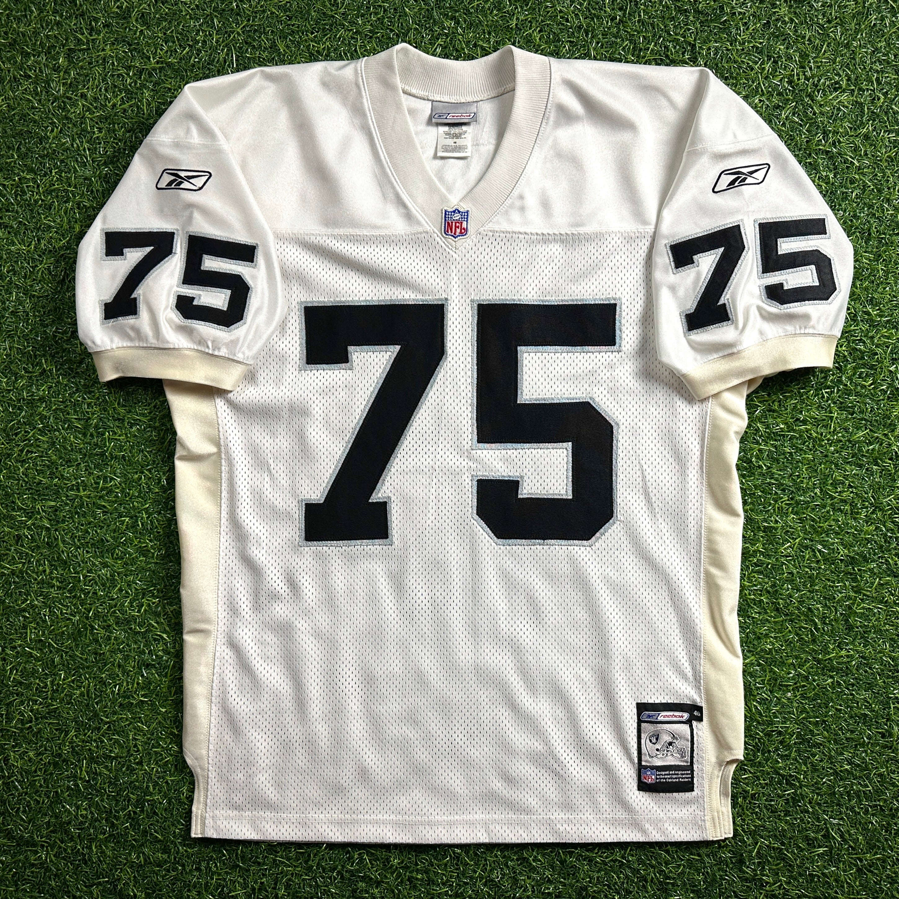 2001 Reebok NFL Authentic Jersey Oakland Raiders Howie Long Sz. 46 Helmet Tag