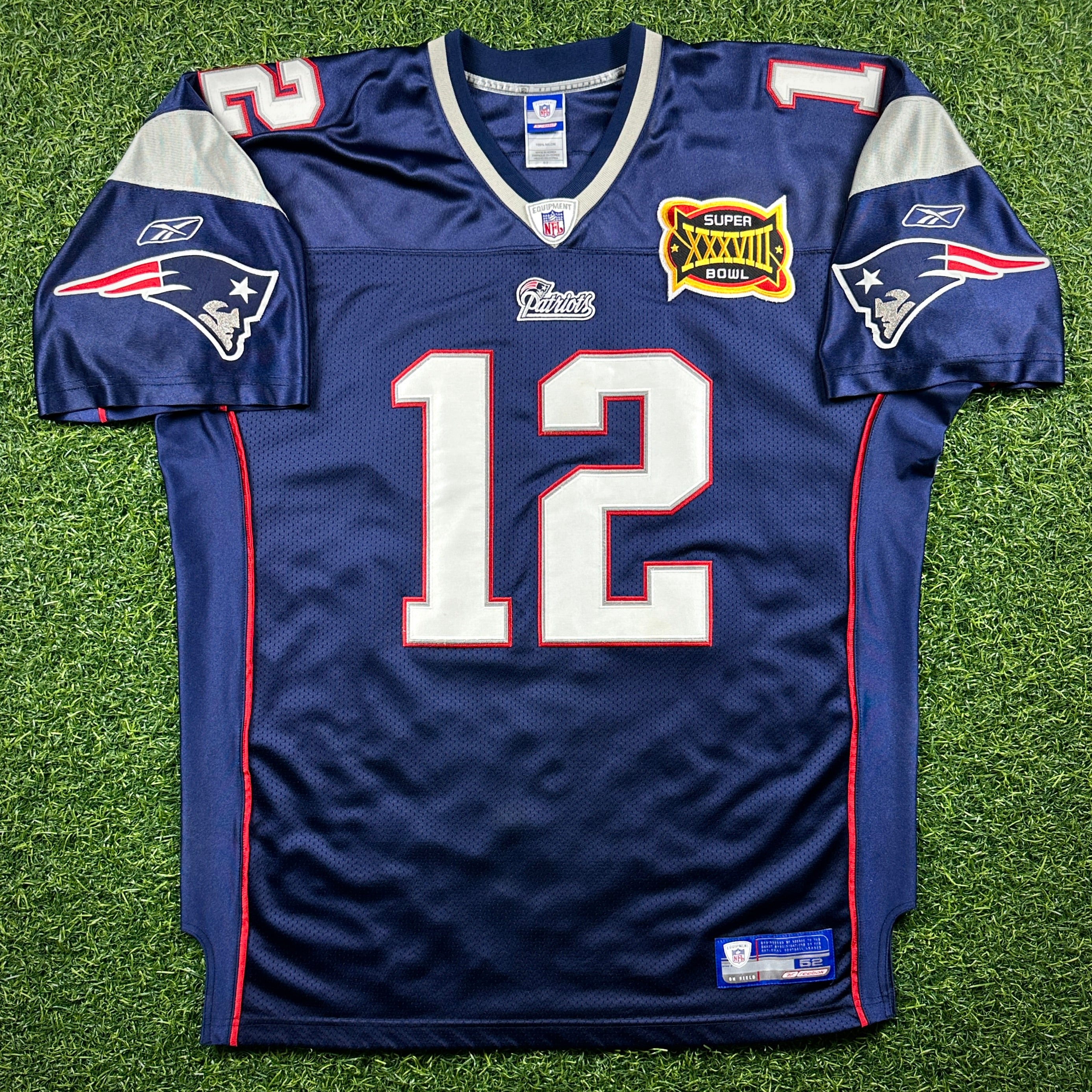 2003 Reebok NFL Authentic Jersey New England Patriots Tom Brady Sz. 52 Super Bowl XXXVIII