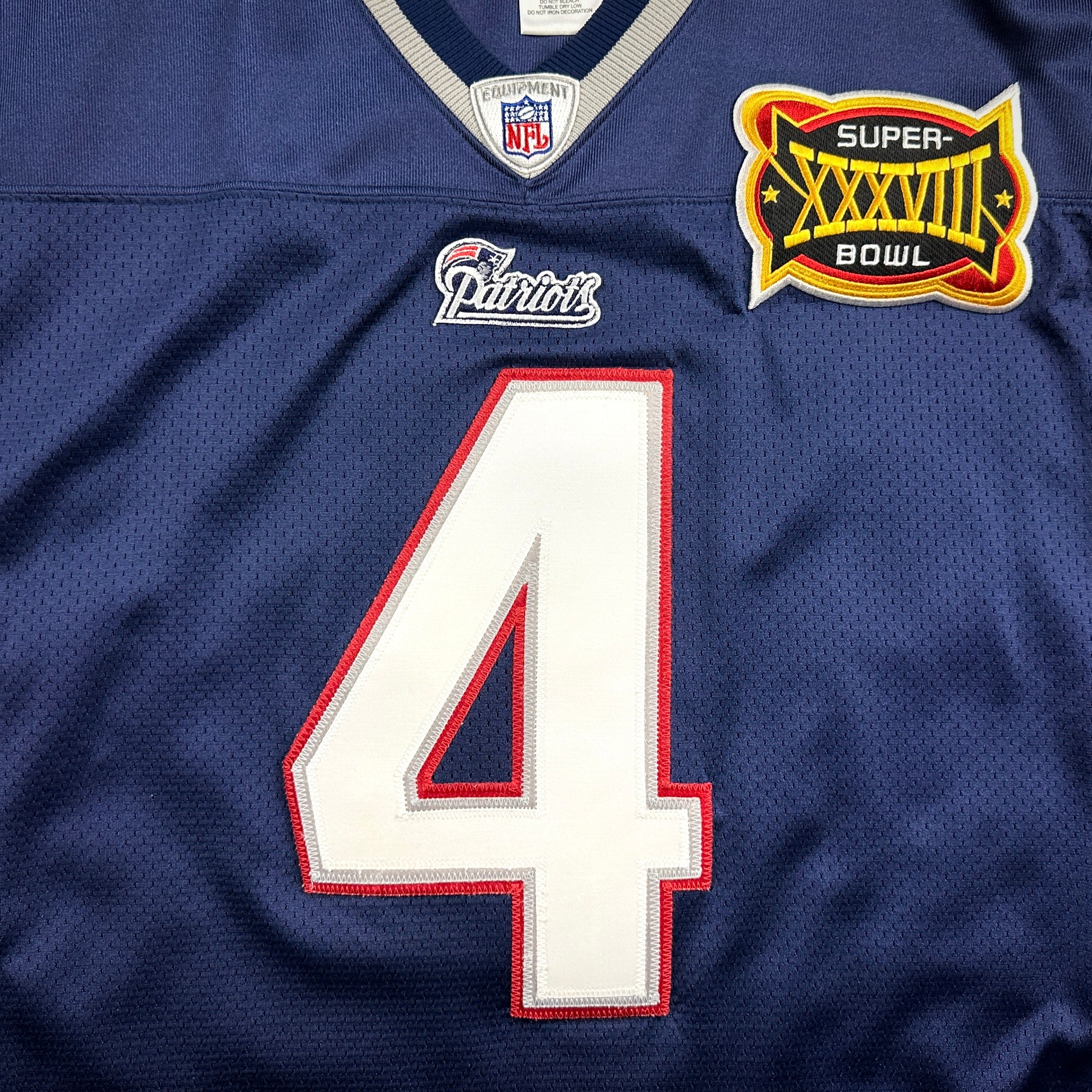 2004 Reebok NFL Authentic Jersey New England Patriots Adam Vinatieri Super Bowl XXXVIII Sz. 50