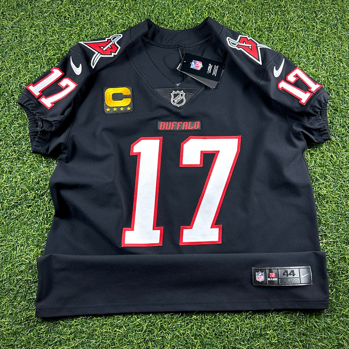 New! Nike NFL X NHL Vapor Elite Authentic Jersey Buffalo Bills Sabres Josh Allen Sz. 44