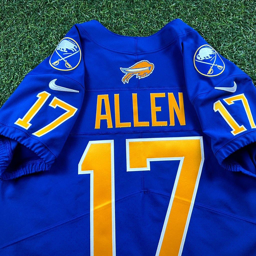 New! Nike NFL X NHL Vapor Elite Authentic Jersey Buffalo Bills Sabres Josh Allen Blue Sz. 44