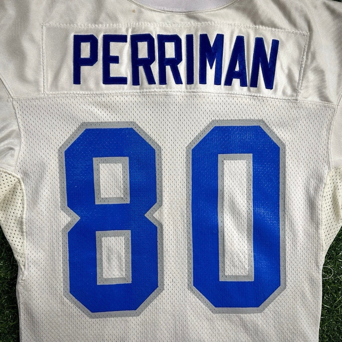 1992 Wilson NFL Game Used Worn Jersey Detroit Lions Brett Perriman Sz. 46