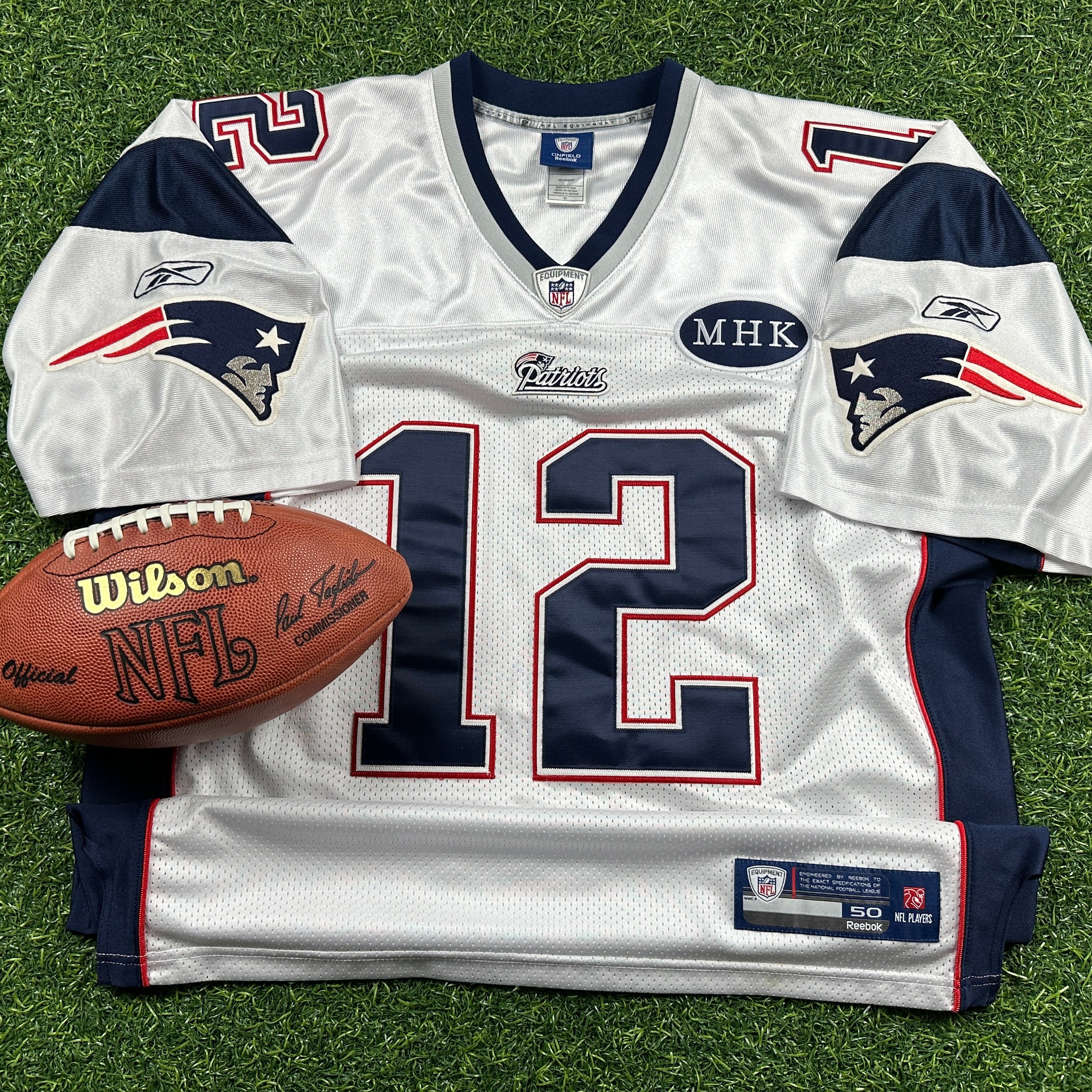 2011 Reebok NFL Authentic White Jersey New England Patriots Tom Brady Sz. 50