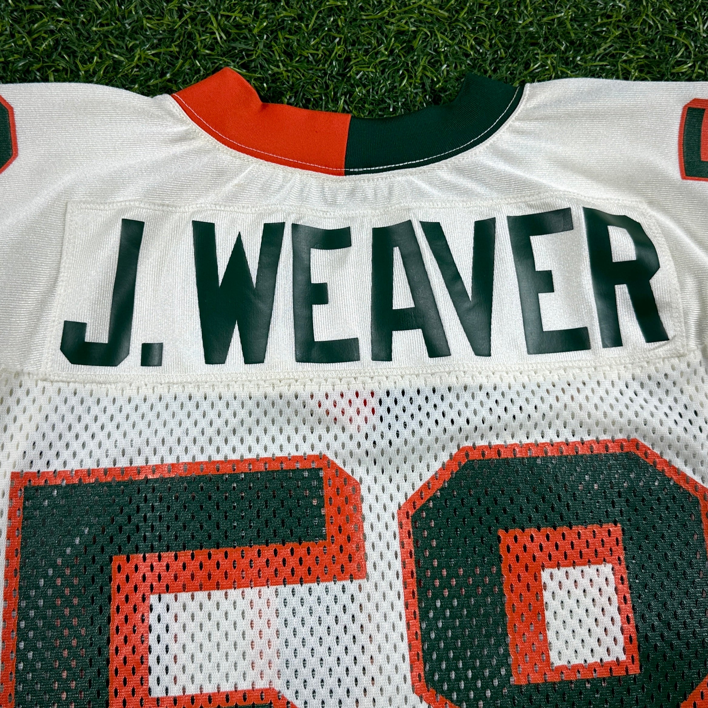 2000 Nike NCAA Game-Used Gator Bowl Jersey Miami Hurricanes Jarrell Weaver Sz. 48 Set 1