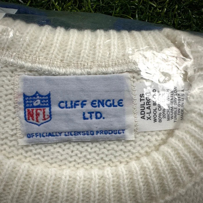 New! 90’s Cliff Engle NFL Sweater Buffalo Bills Sz. XL NWT Deadstock Marv Levy