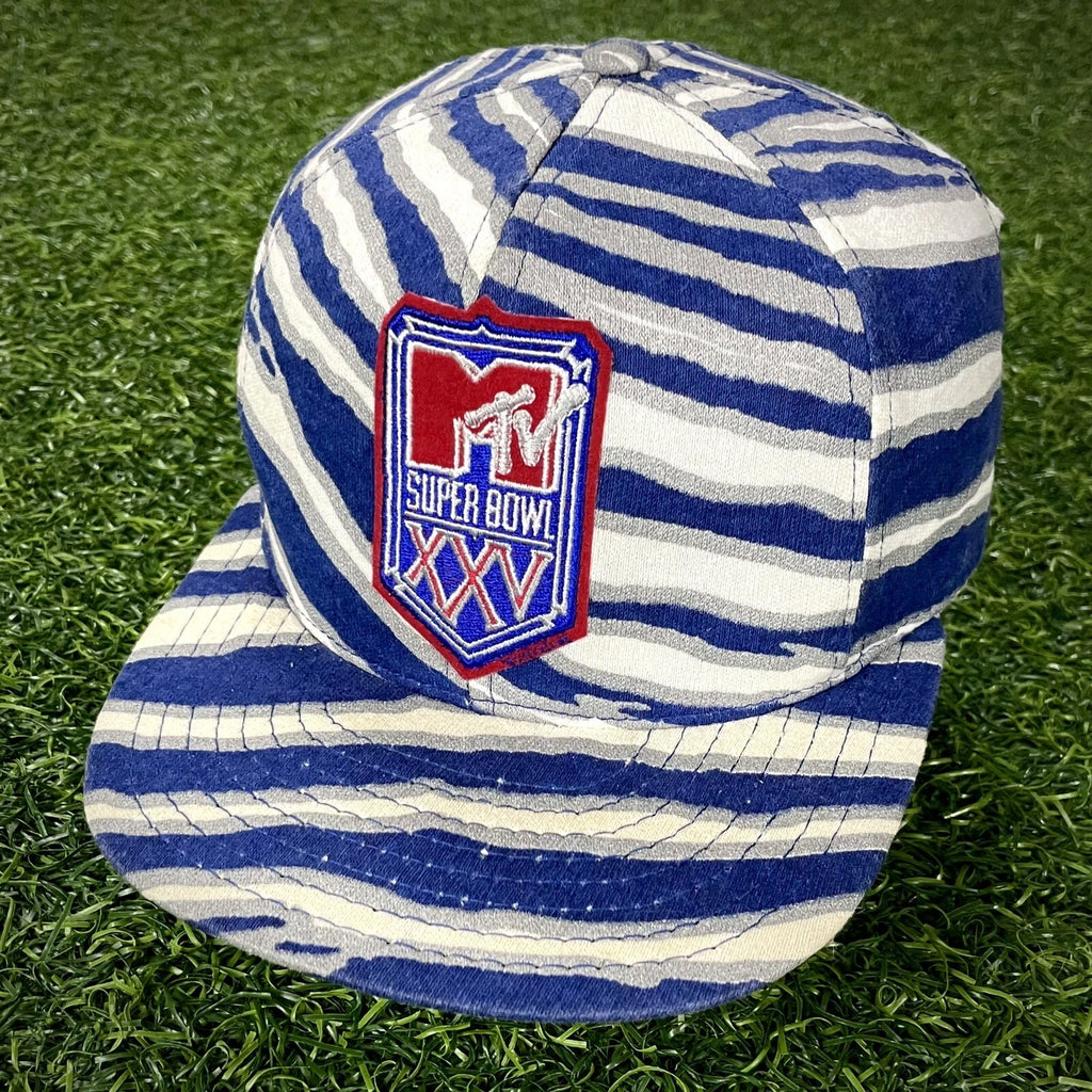 1991 Zubaz NFL X MTV Snapback Hat Super Bowl XXV Buffalo Bills New York Giants