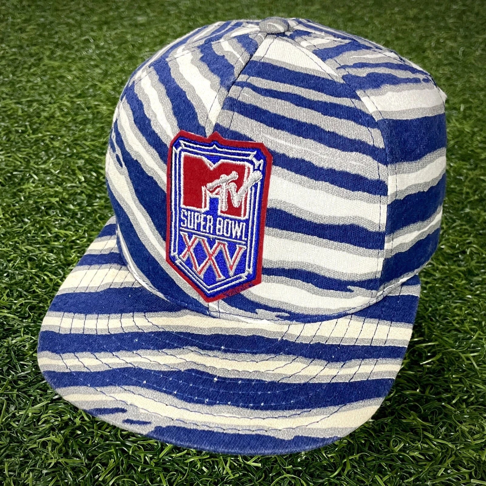 1991 Zubaz NFL X MTV Snapback Hat Super Bowl XXV Buffalo Bills New York Giants