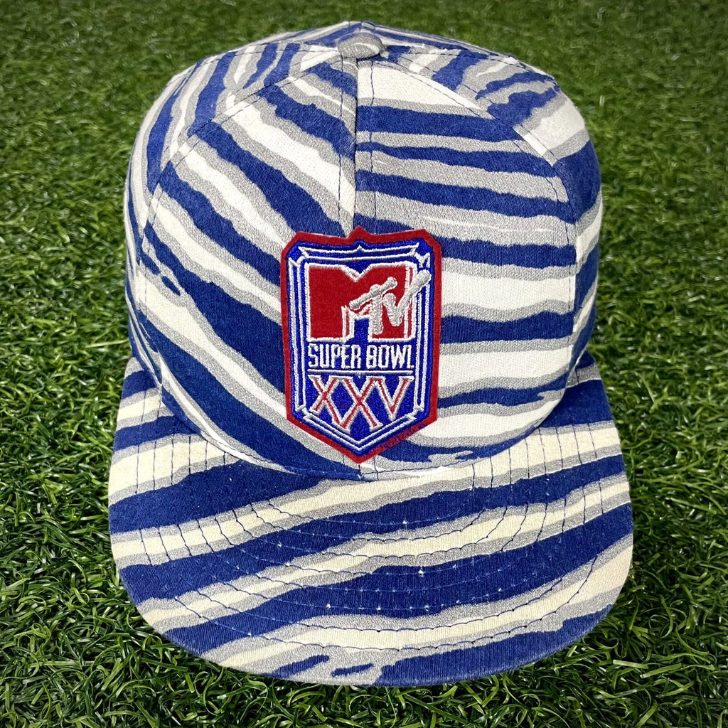 1991 Zubaz NFL X MTV Snapback Hat Super Bowl XXV Buffalo Bills New York Giants