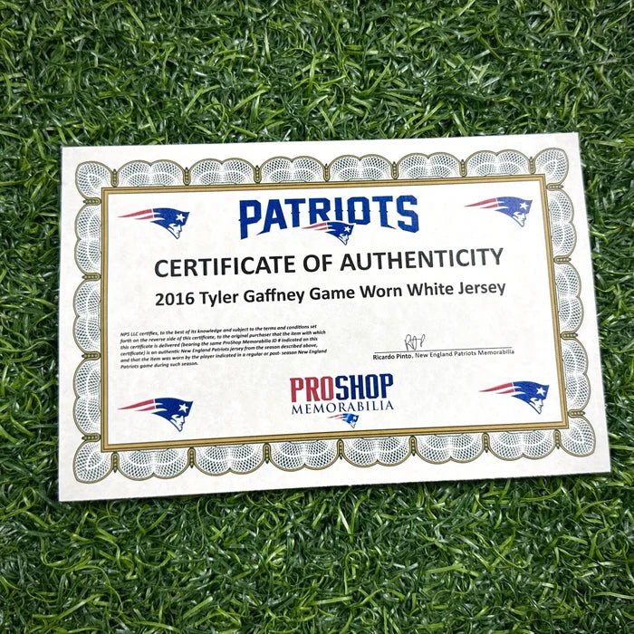 2016 Nike NFL Game Used Worn Jersey New England Patriots Tyler Gaffney Team COA